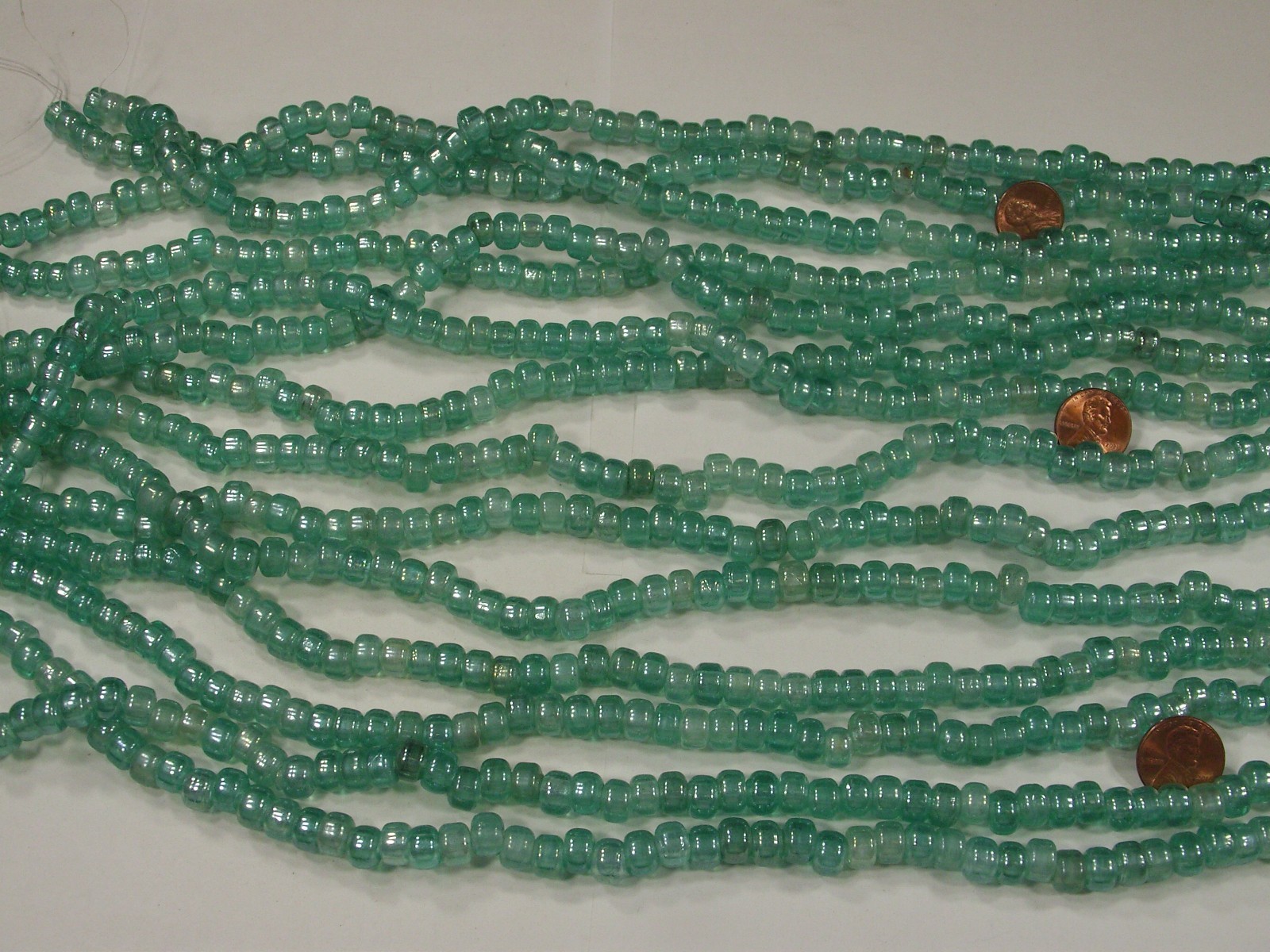 15 Strands 22″ Seafoam Blue Pony Glass Beads Wholesale Bulk Lot (6mm x 9mm) (C)