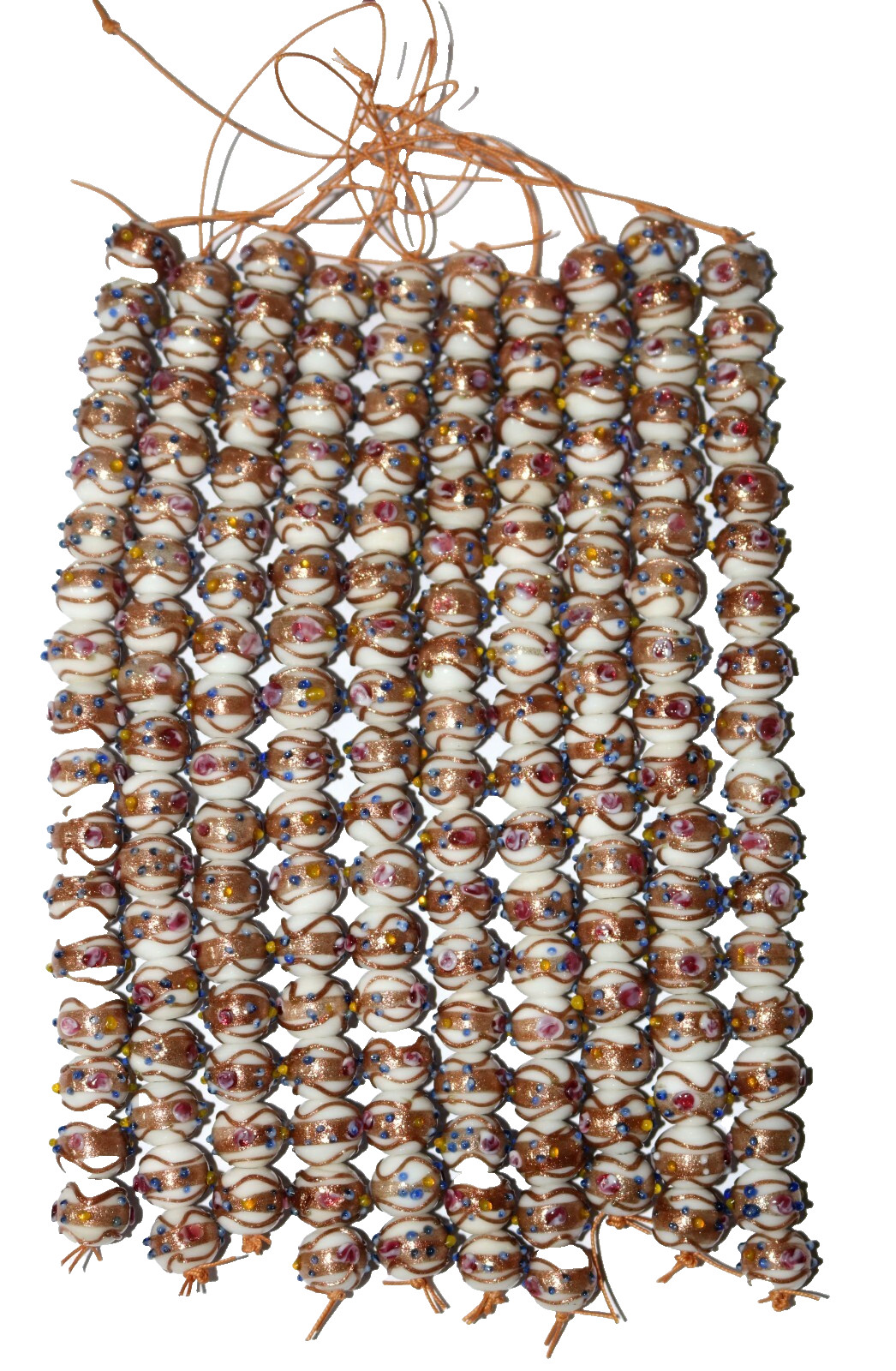 10 Strand Wedding Cake Beads 12mm White, Indian Handmade Fancy Glass Beads.