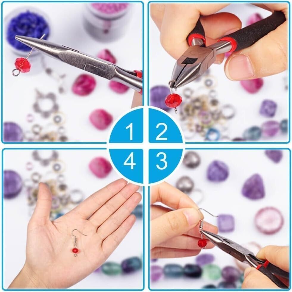 877x Jewelry Making Kit Sterling Silver Findings Wrapping Wire Pliers Tools Set