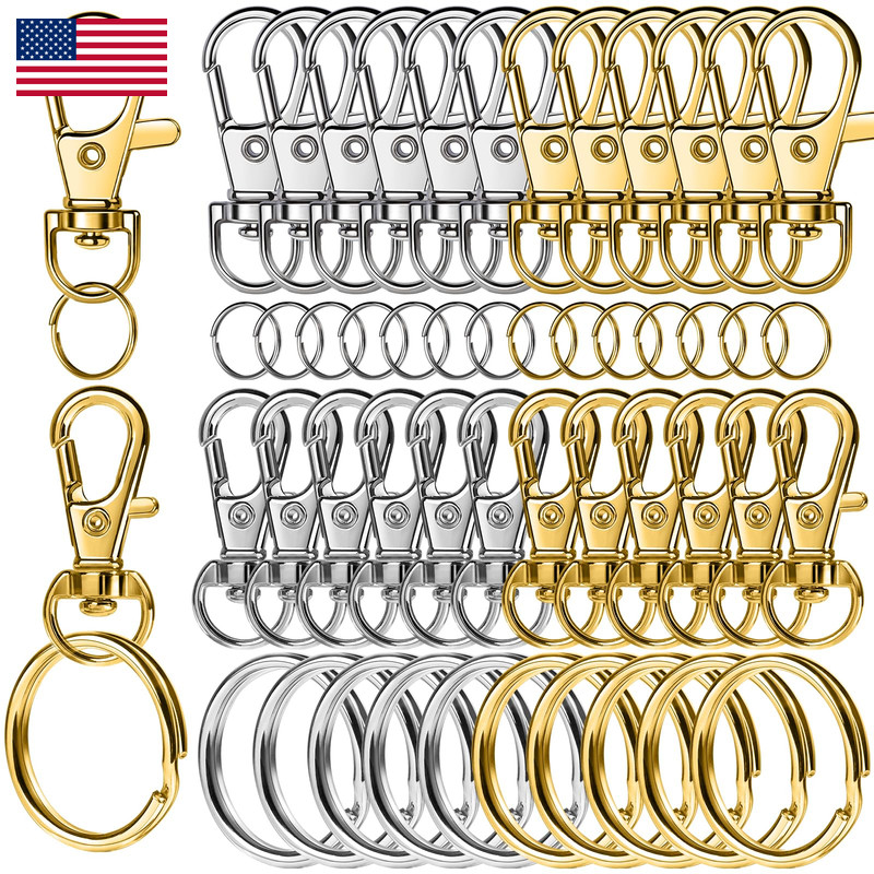 Leobro 60 Pcs Lobster Claw Clasps And Key Rings Keychain Clips And Key Chain