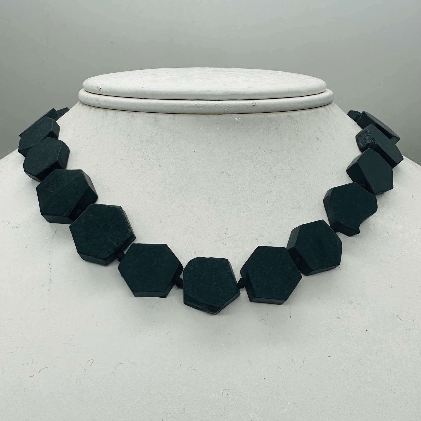 Black Stone – Africa Hexagon Bead Strand | 17x15x5mm | Black Matte | 22 Beads |
