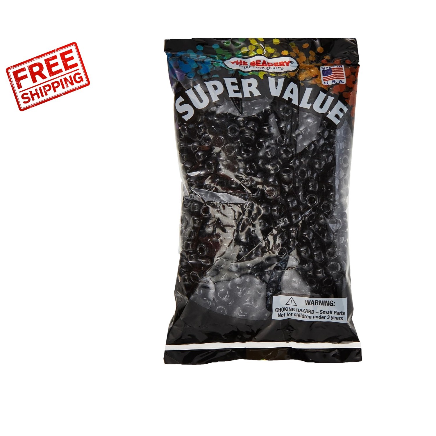 High-Quality 9x6mm Opaque Black Pony Beads – Perfect for Friendship Bracelets