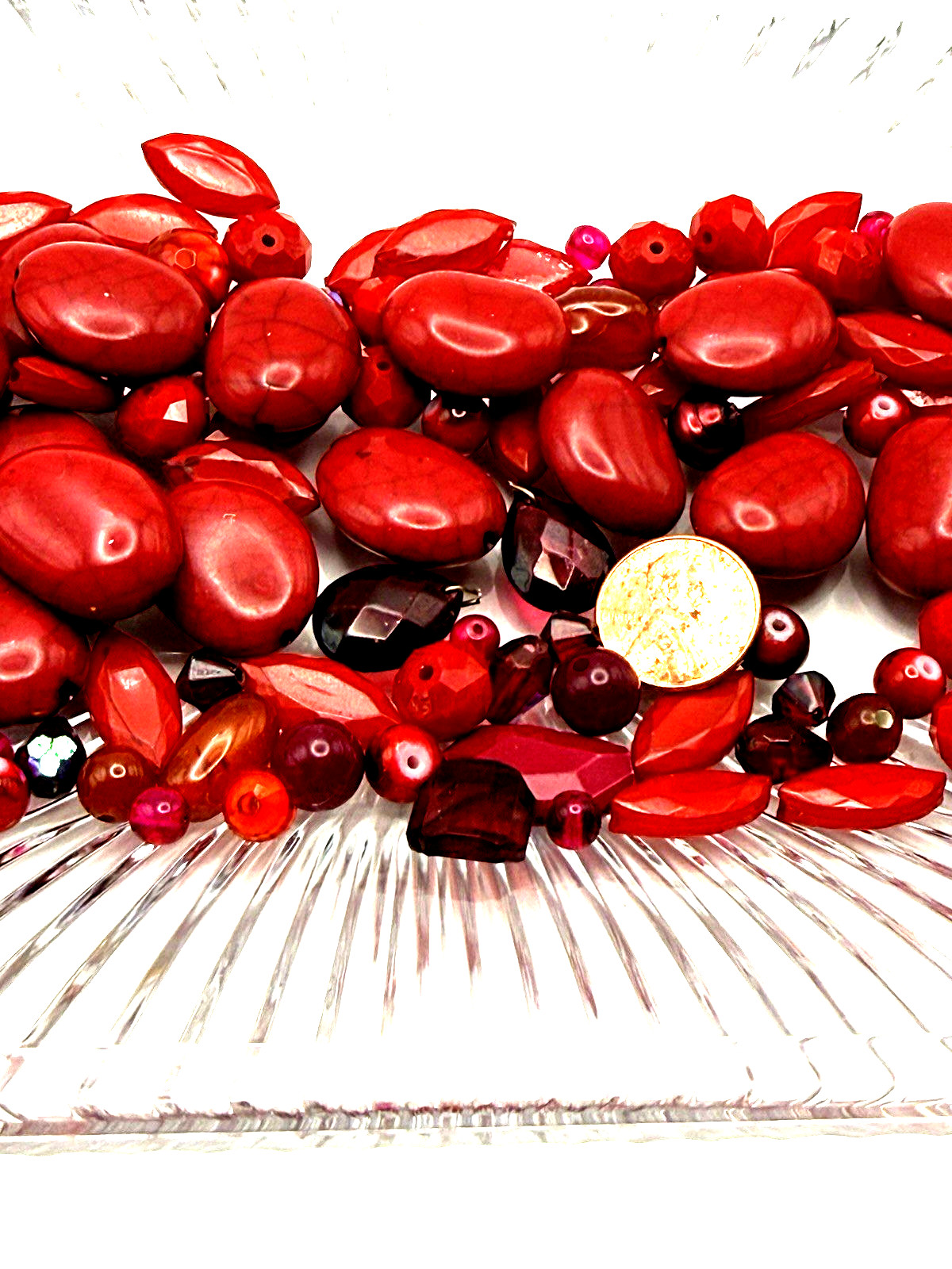 6.1 oz. Vintage Modern RED Bead Soup Mixed Loose Bead Harvest Lot Faux Jasper