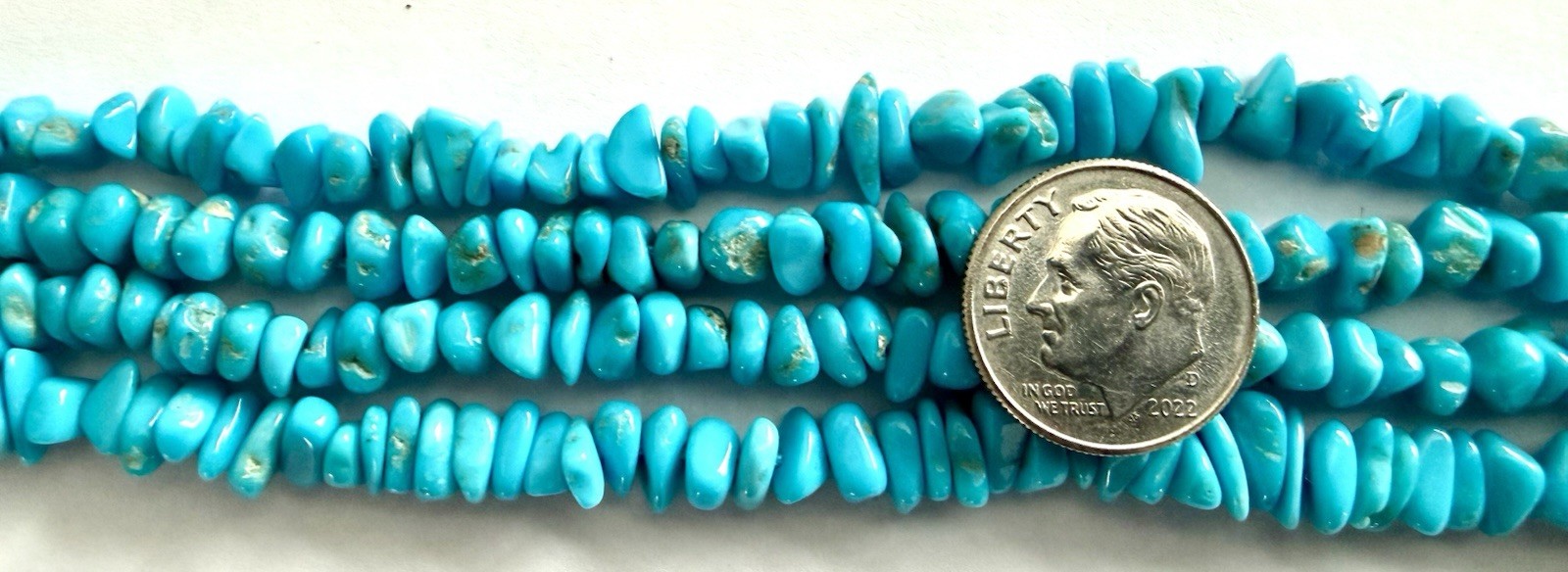 VINTAGE STOCK ARIZONA SLEEPING BEAUTY TURQUOISE BEADS 18” STRANDS 88 CARATS EACH