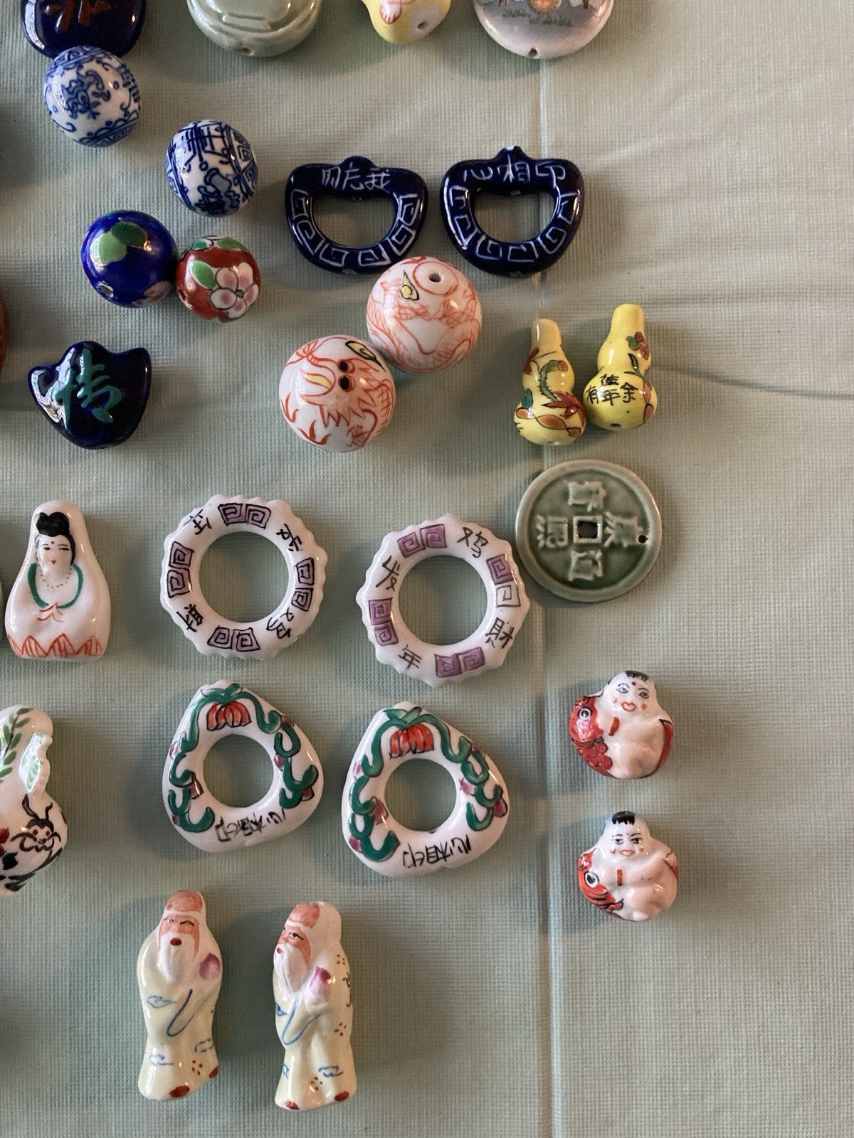 Lot Of 49 Mystic Trader Medium – Large Asian Porcelain Beads, Unusual And Unique