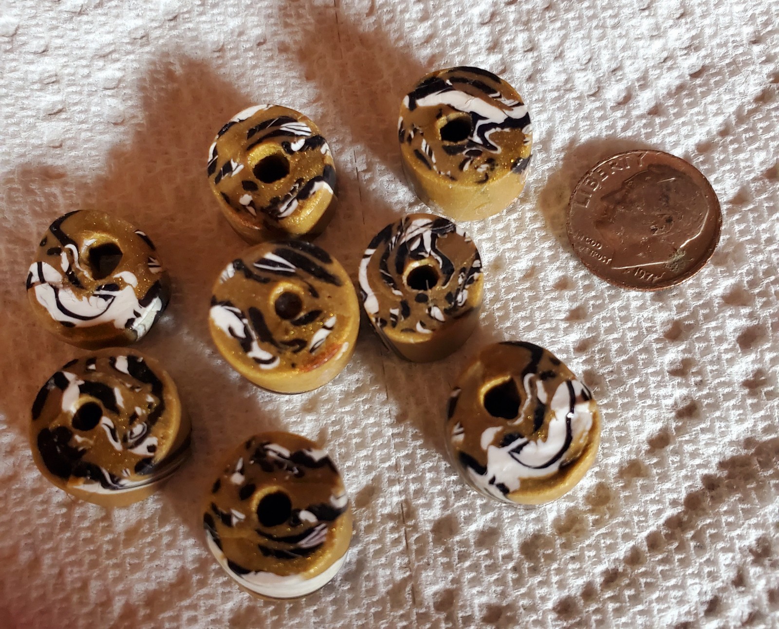 Hand-made Sculpy Polymer Bead Lot Of 7 For Crafts Jewelry
