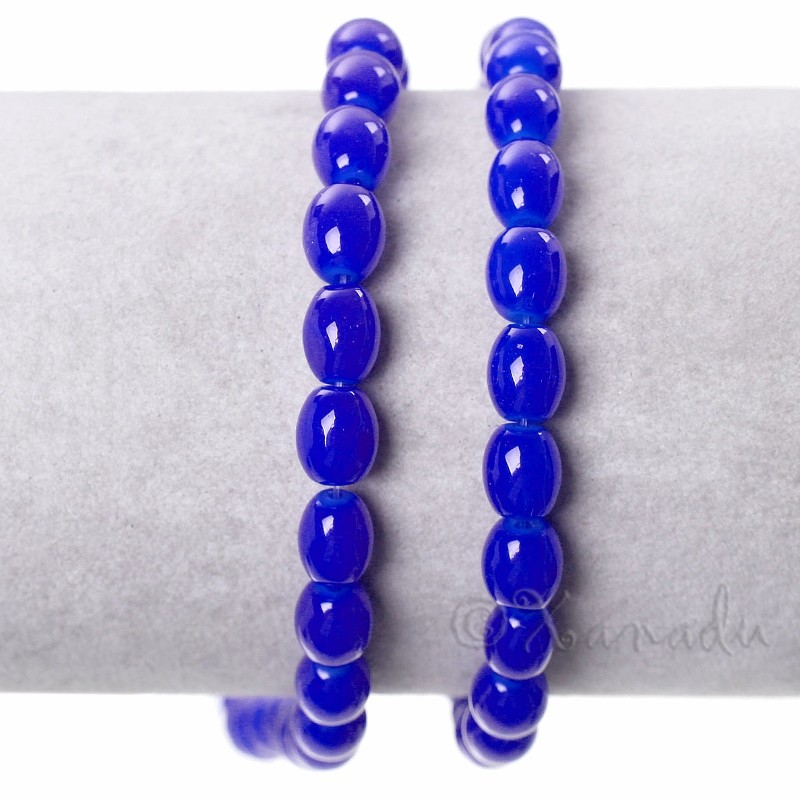 Royal Blue Wholesale 10mm Glossy Oval Glass Beads G6045 – 50, 100 Or 200PCs