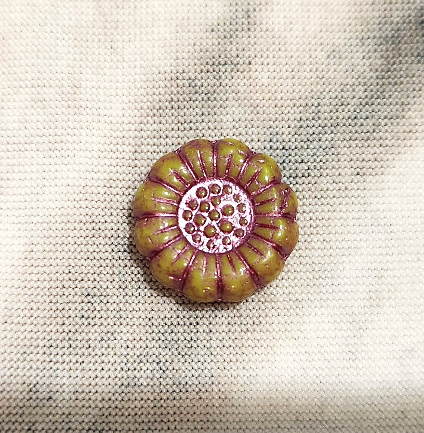 Six 13mm Daisy Flower Czech Glass Beads
