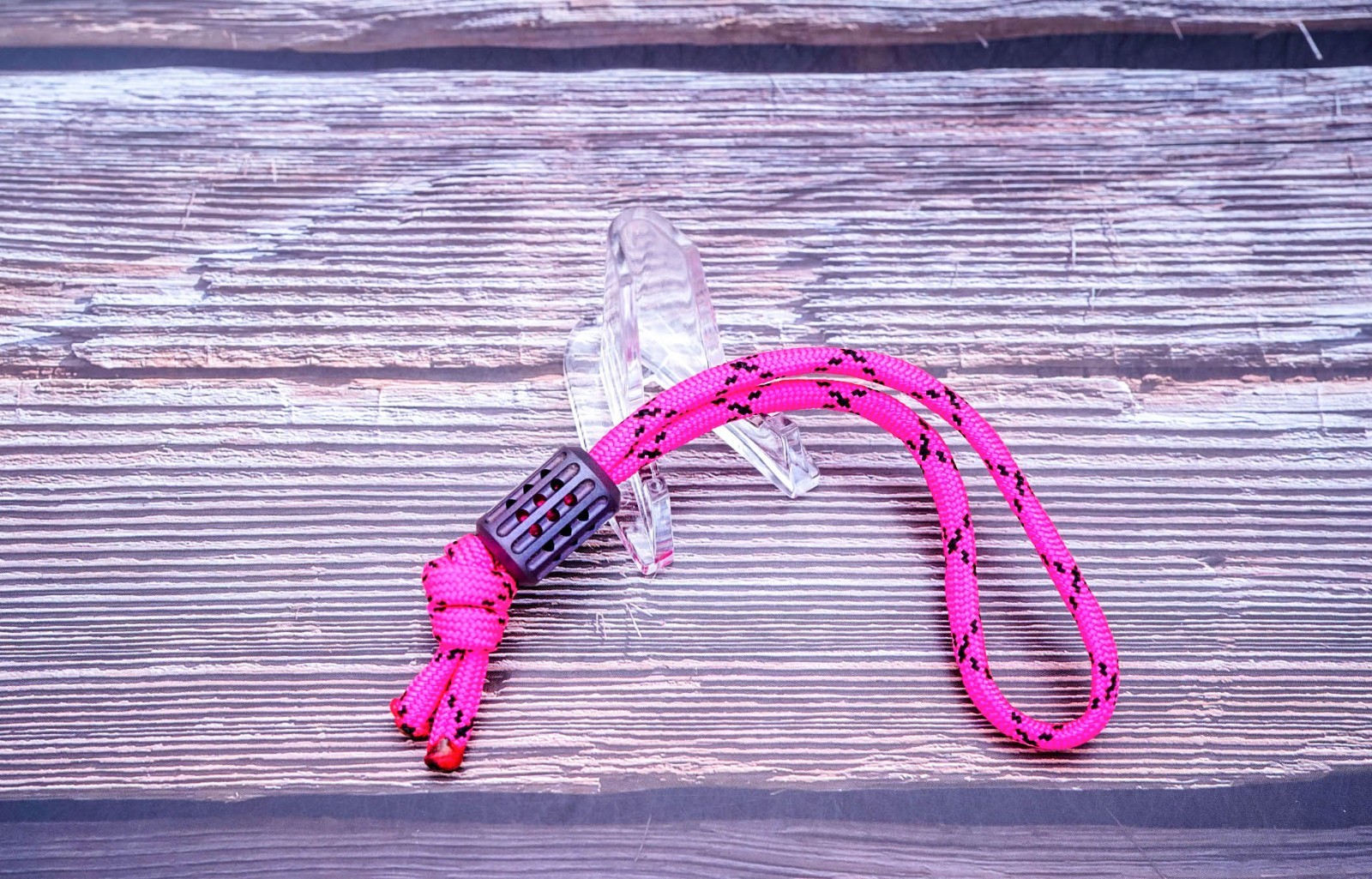 Berlin Ti Works Bead Bomb “V2” – Lanyard Bead, “Red Trit”, Purple Ano Titanium