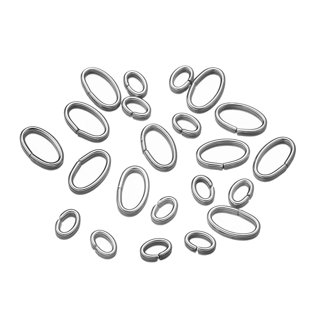 50Pcs Stainless Steel Oval Jump Rings Connector Open Rings for Jewelry Making Ea