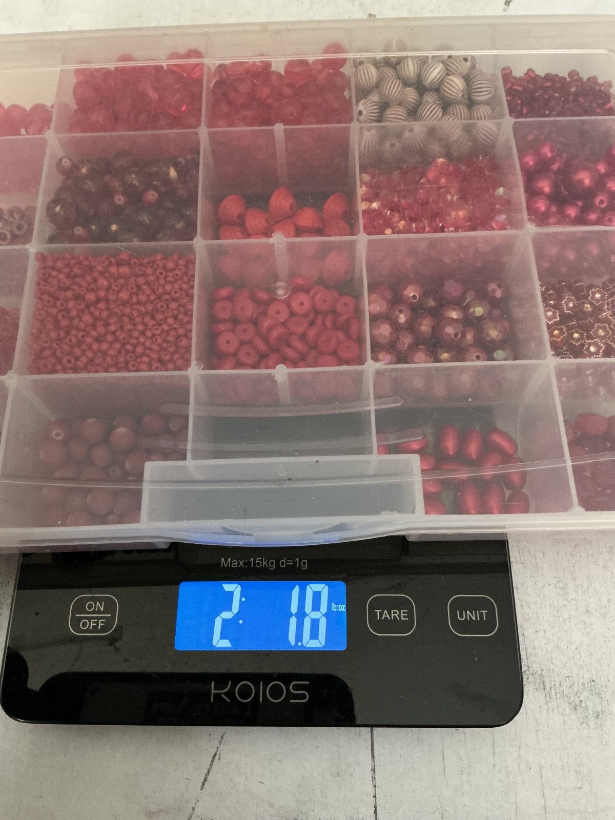 Large Mixed Red Bead Lot 1.5+Lbs w/Organizer Jewelry Making Craft Supplies