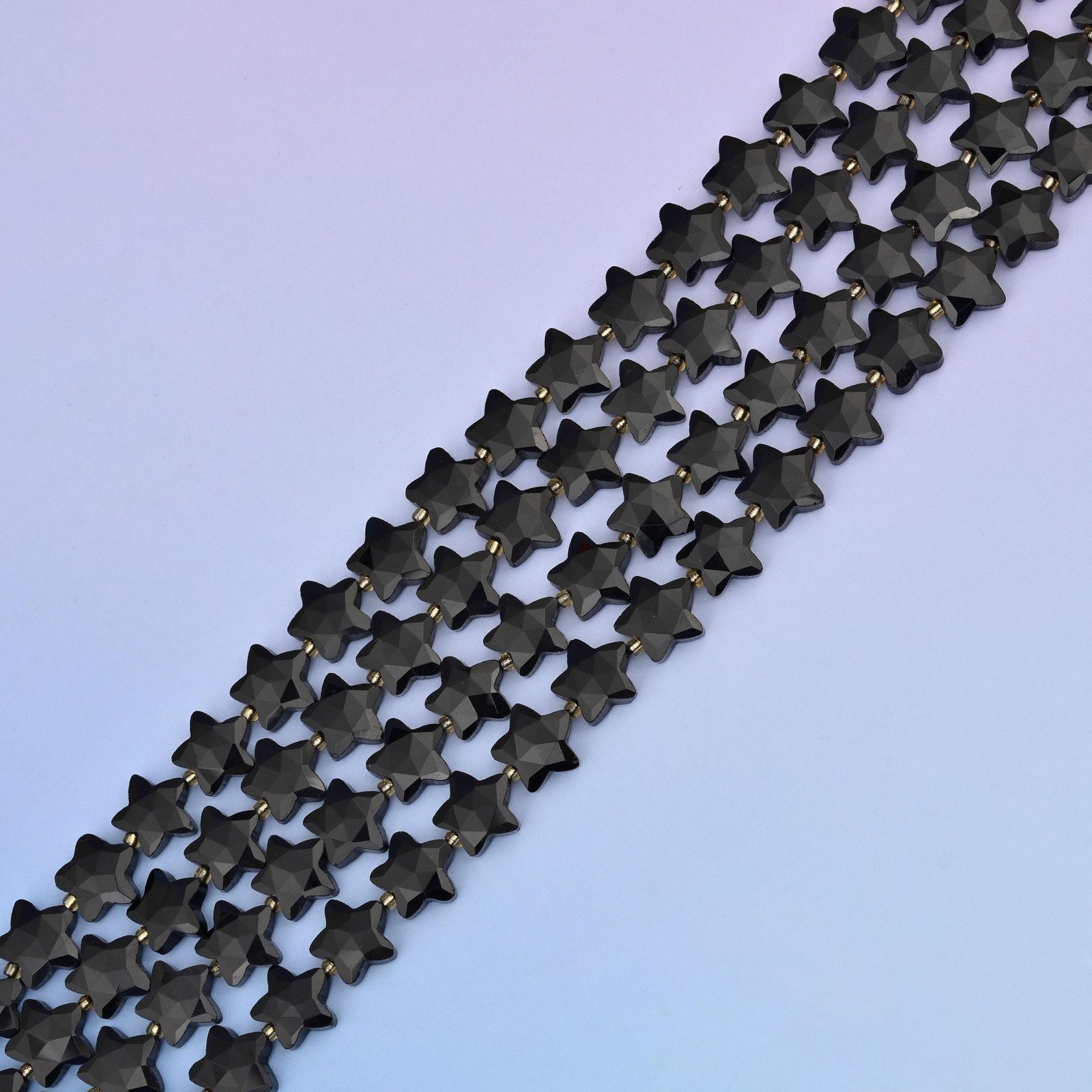Black Obsidian Star Faceted Beads Size 14mm Jewelry Making 15.5 Inch Strand