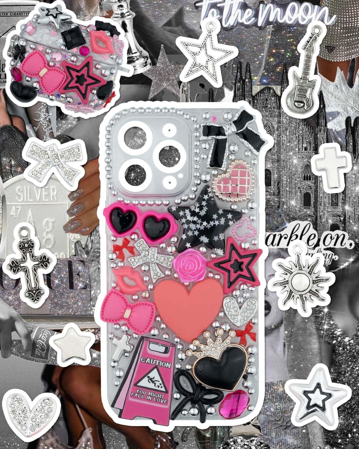 1050 Pcs Junk Case Charms Kit, Charms for Customizing Cases, Kawaii Bow, Lett…
