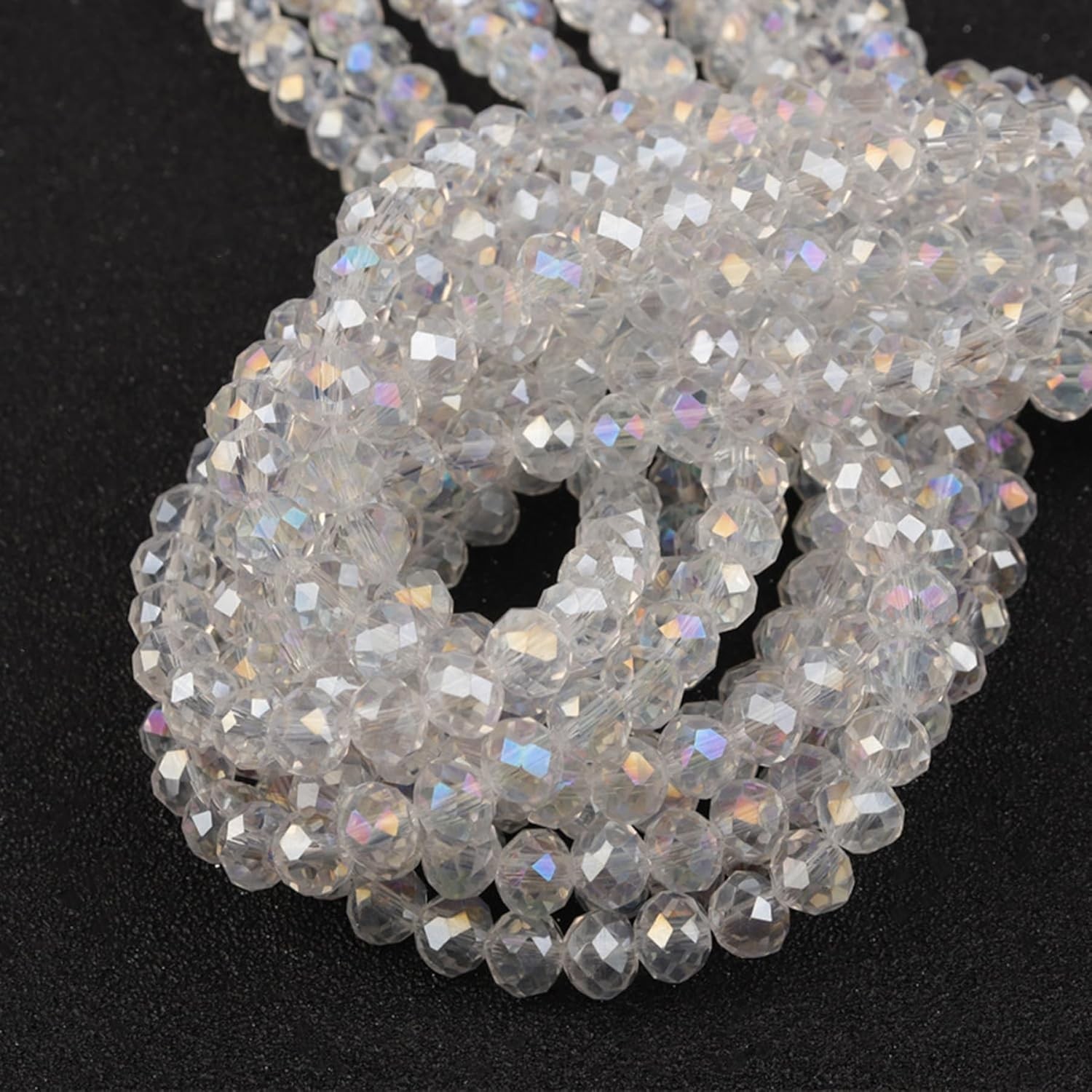 800Pcs 4/6/8/10mm Crystal Glass Beads Silver Champagne for Jewelry Making