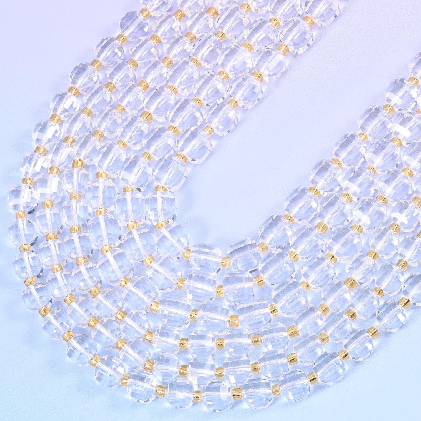 Clear Quartz Faceted Cube Beads: Size 6mm 8mm, Jewelry Making, 15 inch Strand