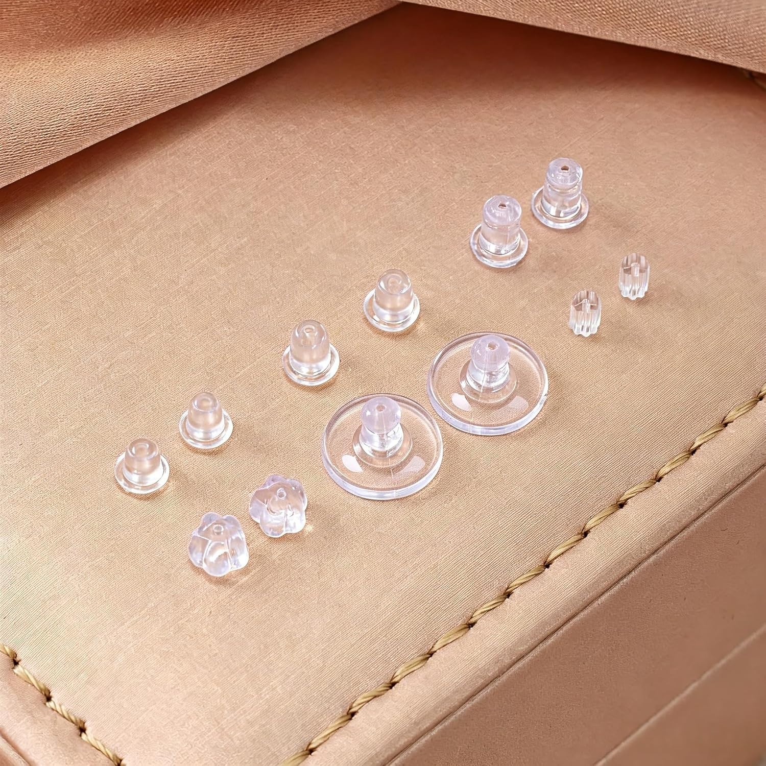 6 Styles Silicone Earring Backs for Studs, 600 Pcs Clear Soft Earring Backings H