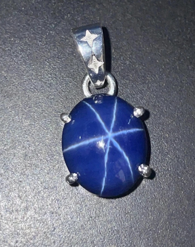 925 Silver Blue Star Sapphire Gemstone Pendant Birthday Gift For Men & Women