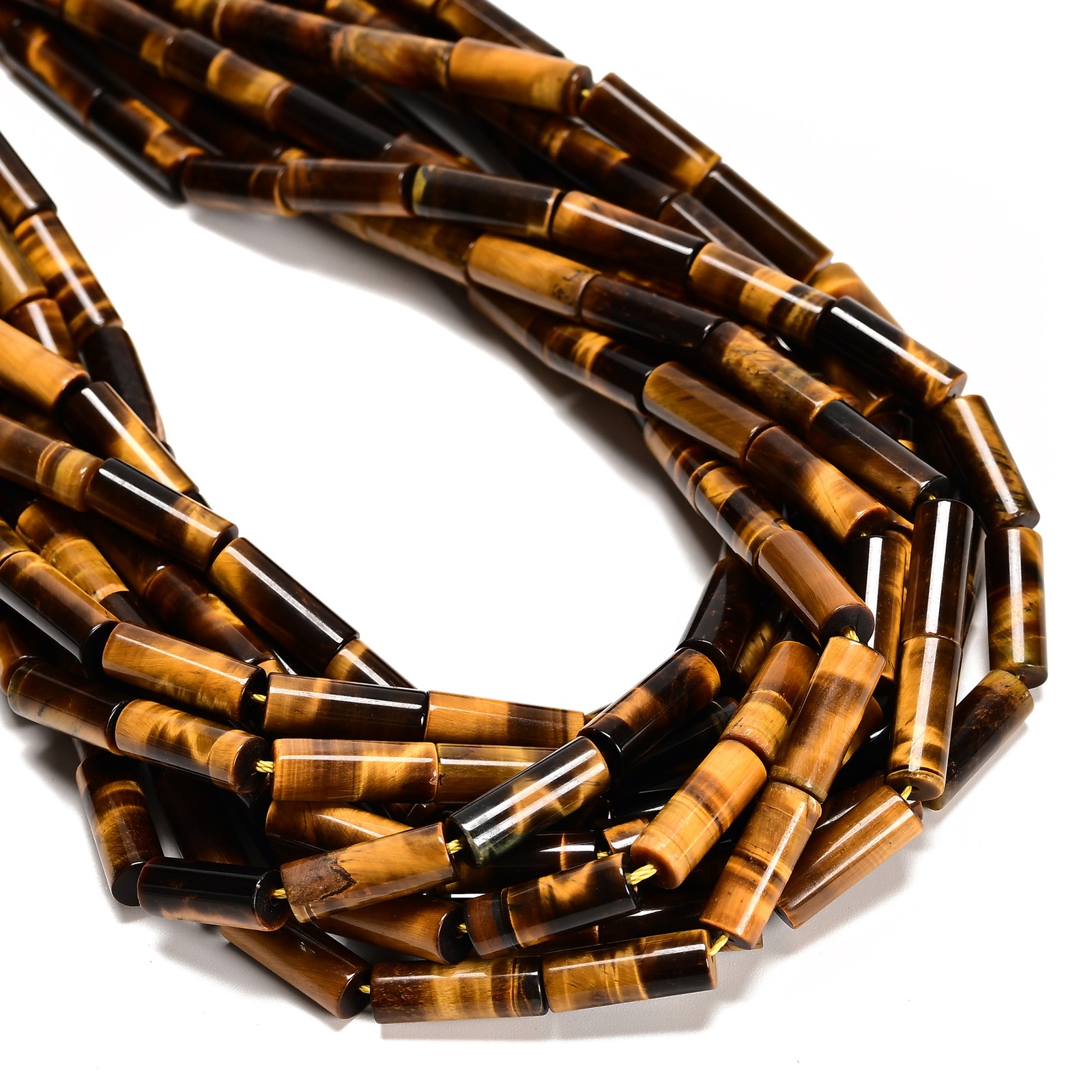 Natural Yellow Tiger Eye Smooth Tube Beads Size 6x16mm 15.5” Strand