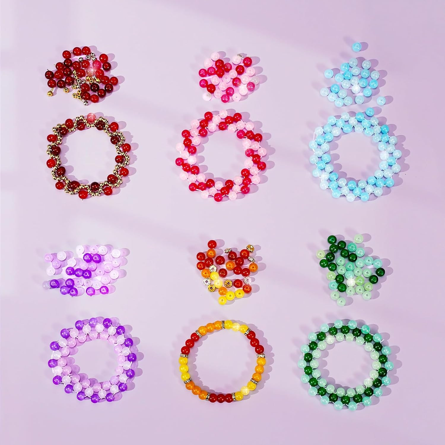 Glass Beads for Bracelets 1400Pcs Bracelet Making Kit 6Mm Glass Bead for Jewelry
