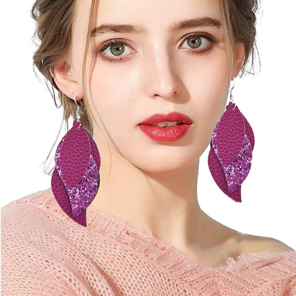 181 Pcs Leaf Faux Leather Earrings Making Kit for Beginner, Contains 60 Pre Cut