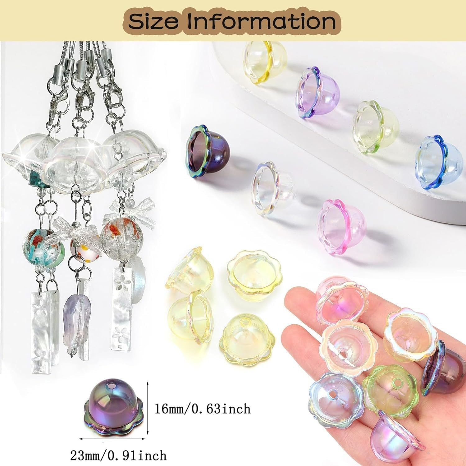 50Pcs 16 * 23mm Large Trumpet Flower Beads for Jewelry Making Acrylic Aesthetic