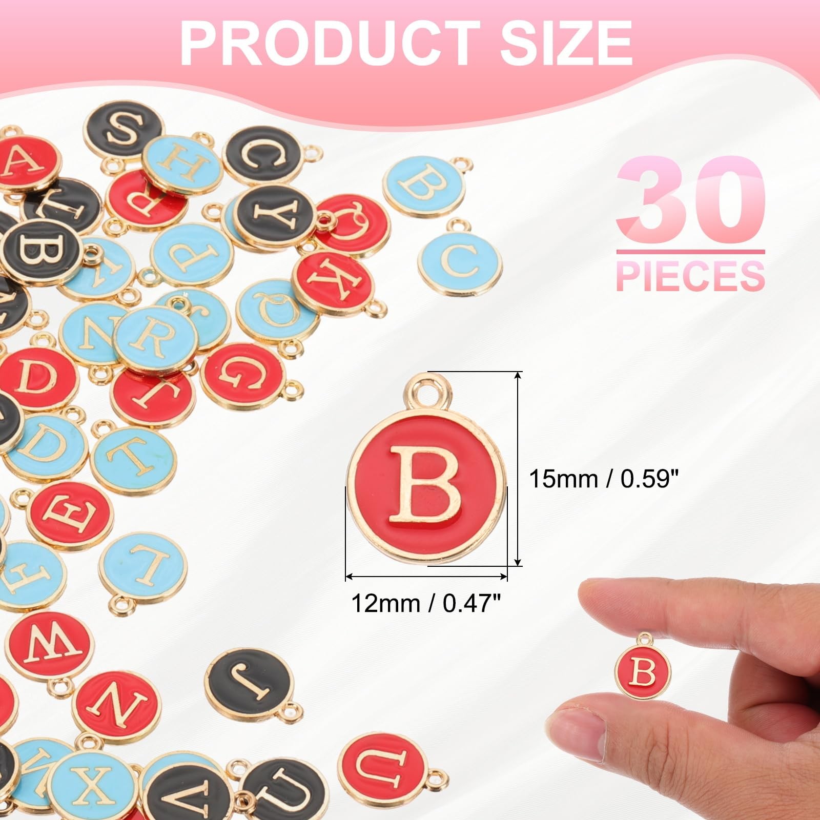 Letter Charm, 30 Pcs Capital Initial Alphabet B Letter Charm Double Sided Pen…