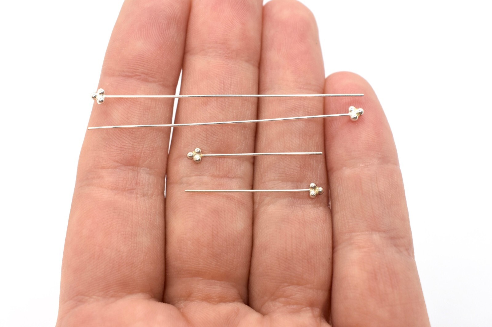 Sterling Silver Decorative Head Pins,24 Gauge,10 pcs,1,2 inches Jewelry Findings