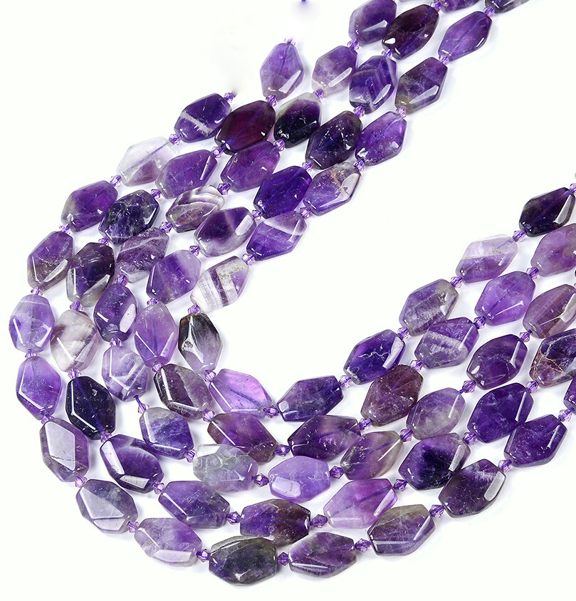Natural Amethyst Gemstone Faceted Rhombus Loose Beads (D423)