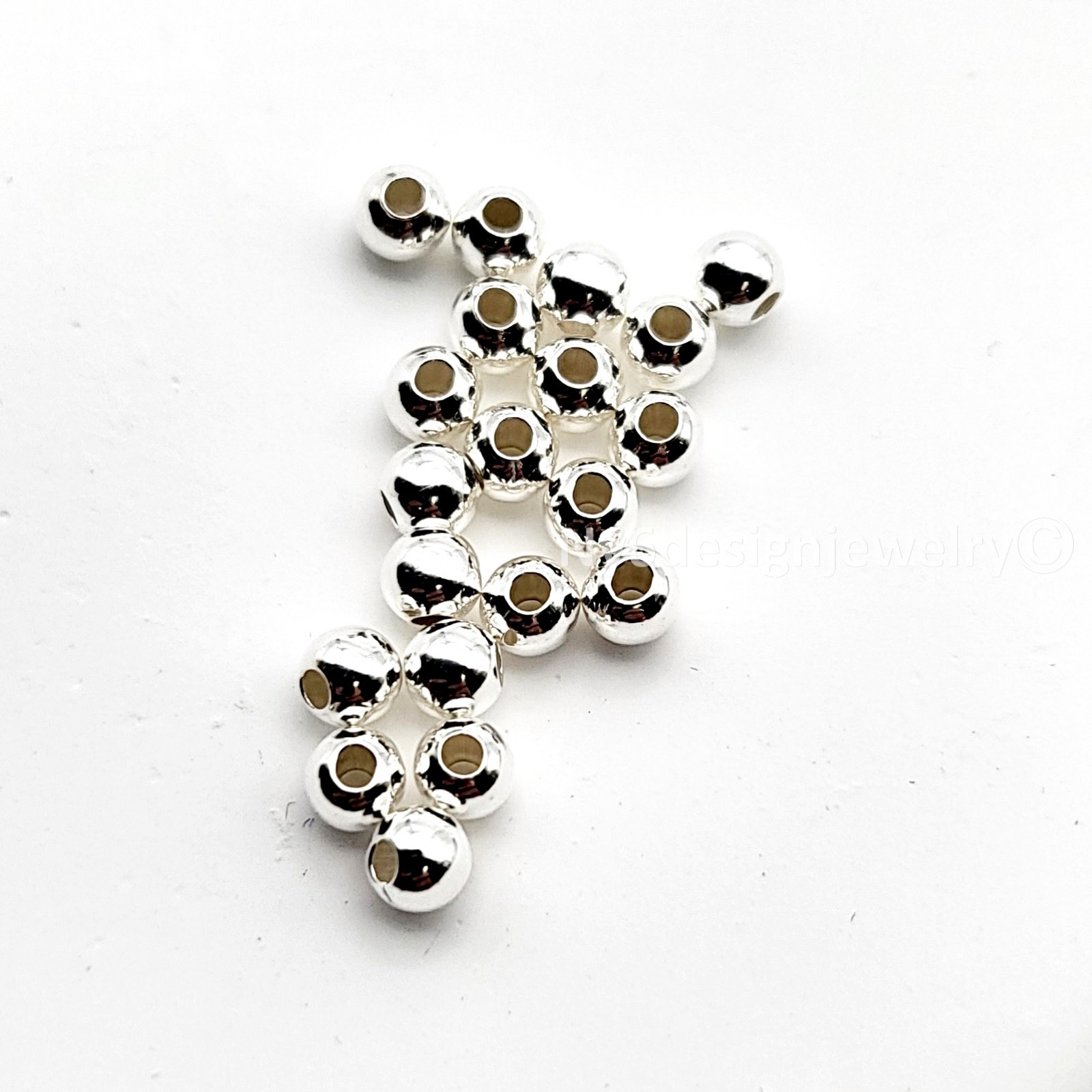 3mm 20pcs Sterling Silver .925 Round Spacer Beads Seamed Smooth Tiny Beads