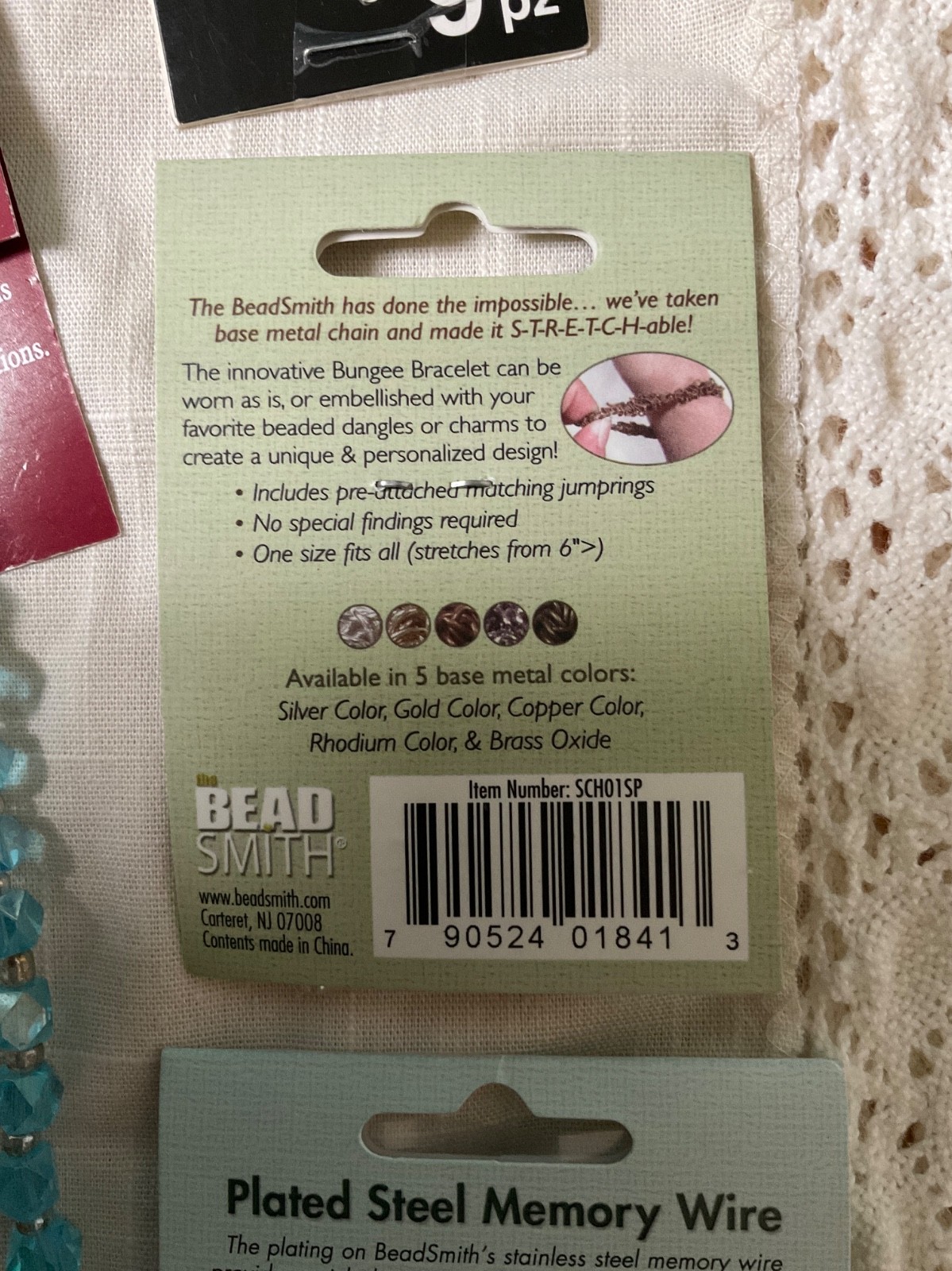 Jewerly Making Supplies Silk Strands Memory Wire Bungee Bracelet Glass Beads