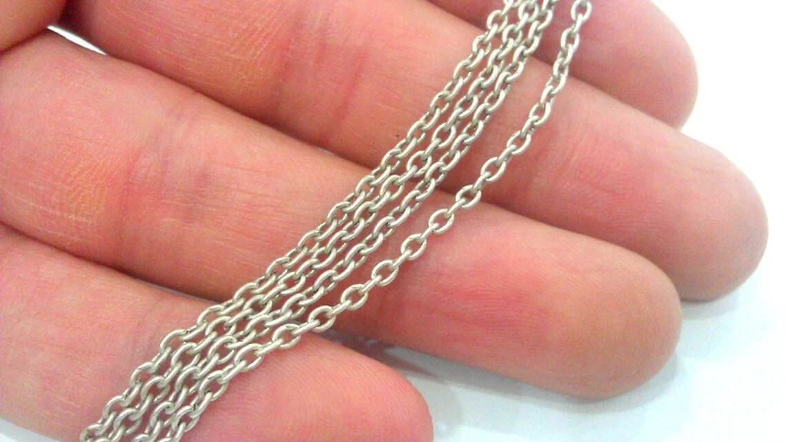 Silver Plated Chain Antique Silver Plated 1 Meter – 3.3 Feet (2x3mm)
