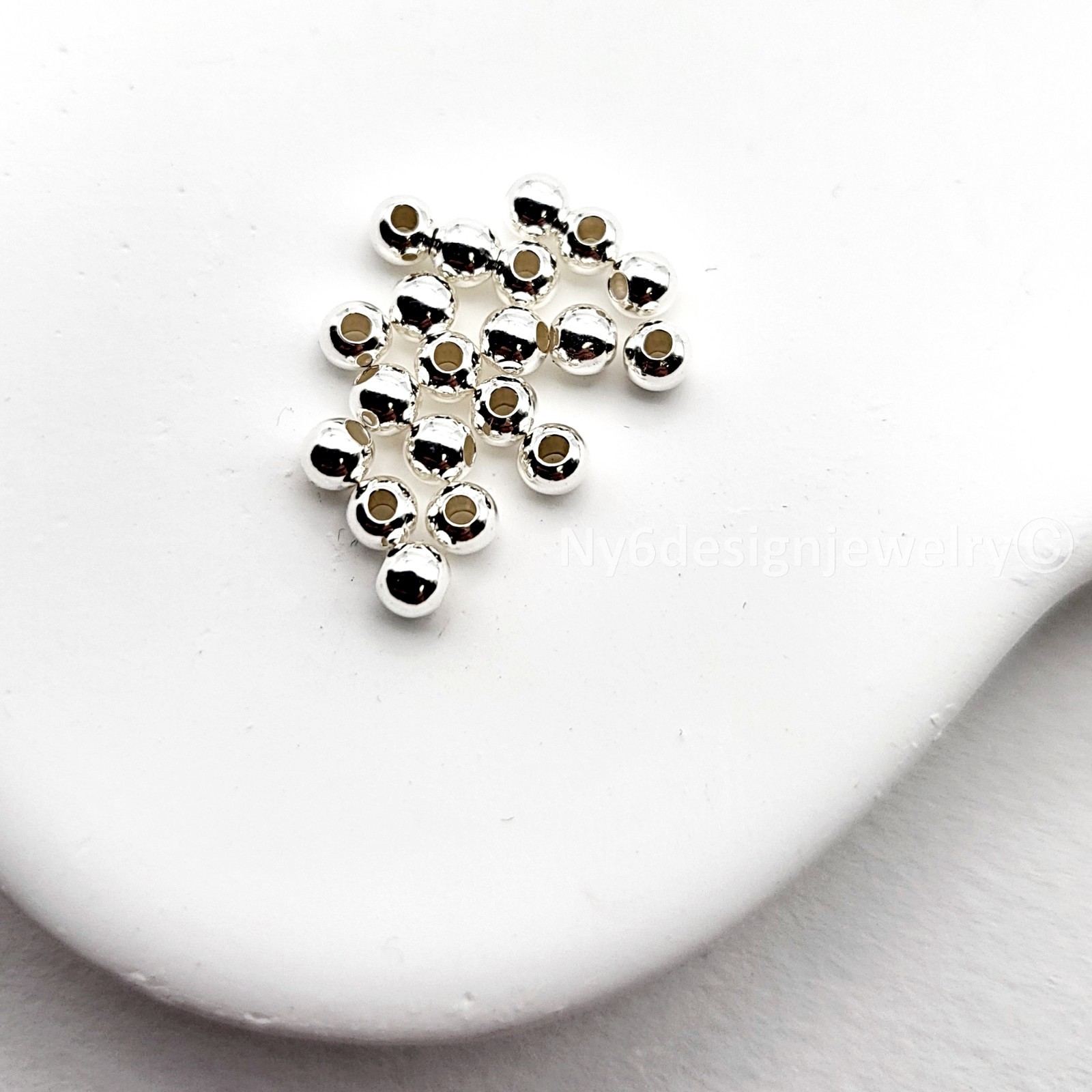 3mm 20pcs Sterling Silver .925 Round Spacer Beads Seamed Smooth Tiny Beads