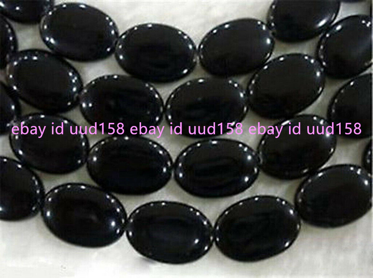 Beauty Natural 13x18mm India Black Agate Onyx Oval Gemstone Loose Beads 15″ AA