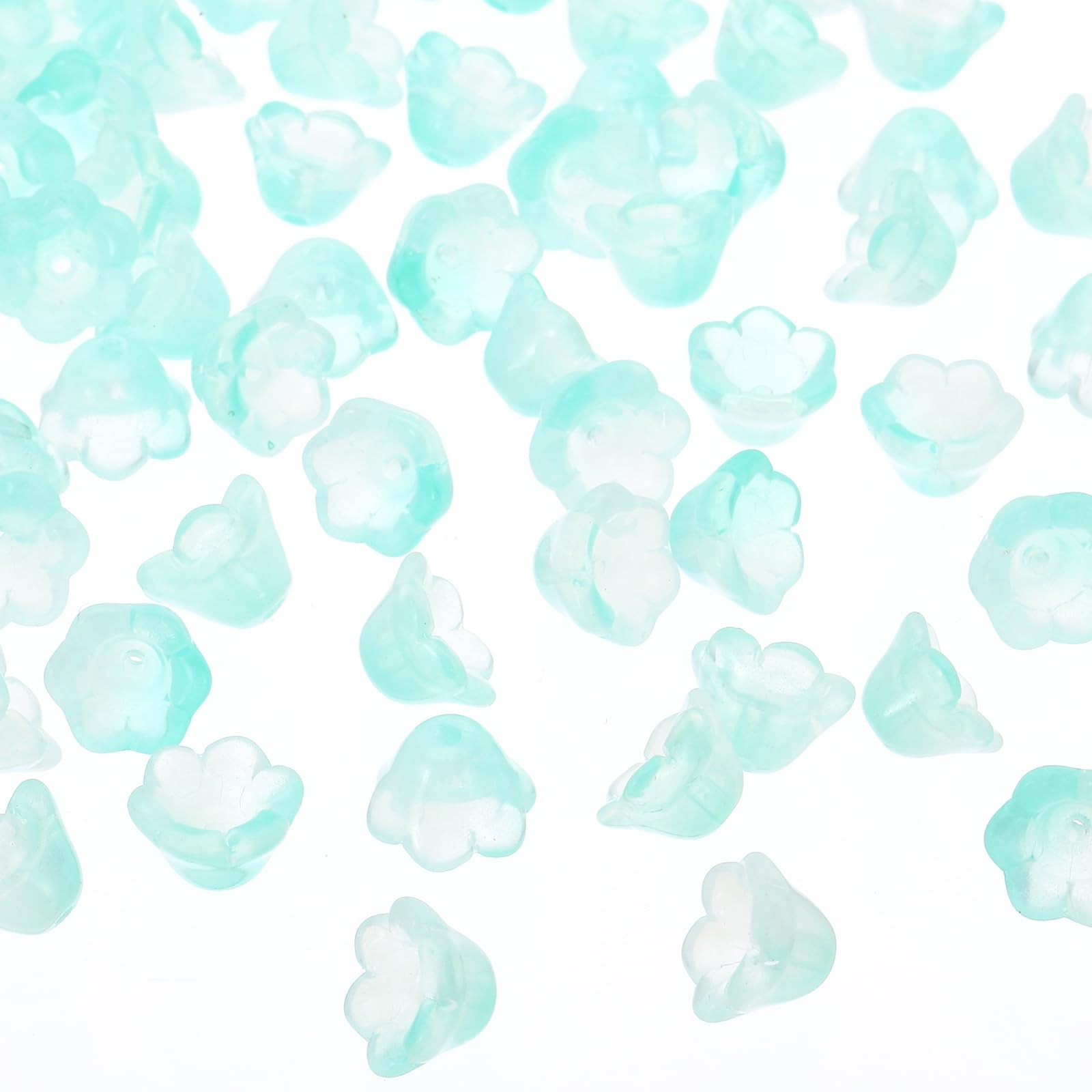 Glass Trumpet Flower Beads, 100 Pcs Gradient Flower Bead Charm for Jewelry Ma…