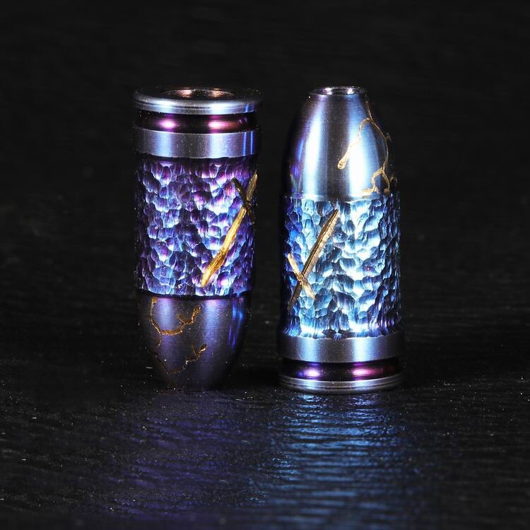 Titanium Bullet Shell Shape Knife Lanyard Bead Paracord Pendant EDC DIY Keychain