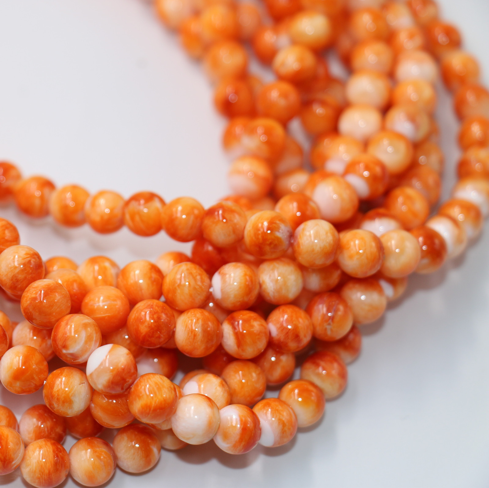 Natural Spiny Oyster Smooth Round Beads Size 5mm 6mm 7mm 8mm 16″ Strand