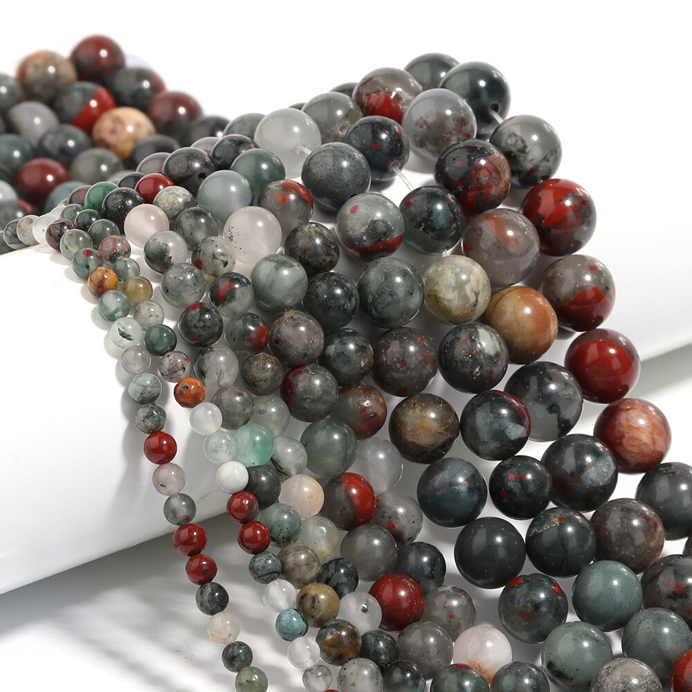4-12mm Natural Gemstone African Bloodstone Round Spacer Beads for Jewelry Making
