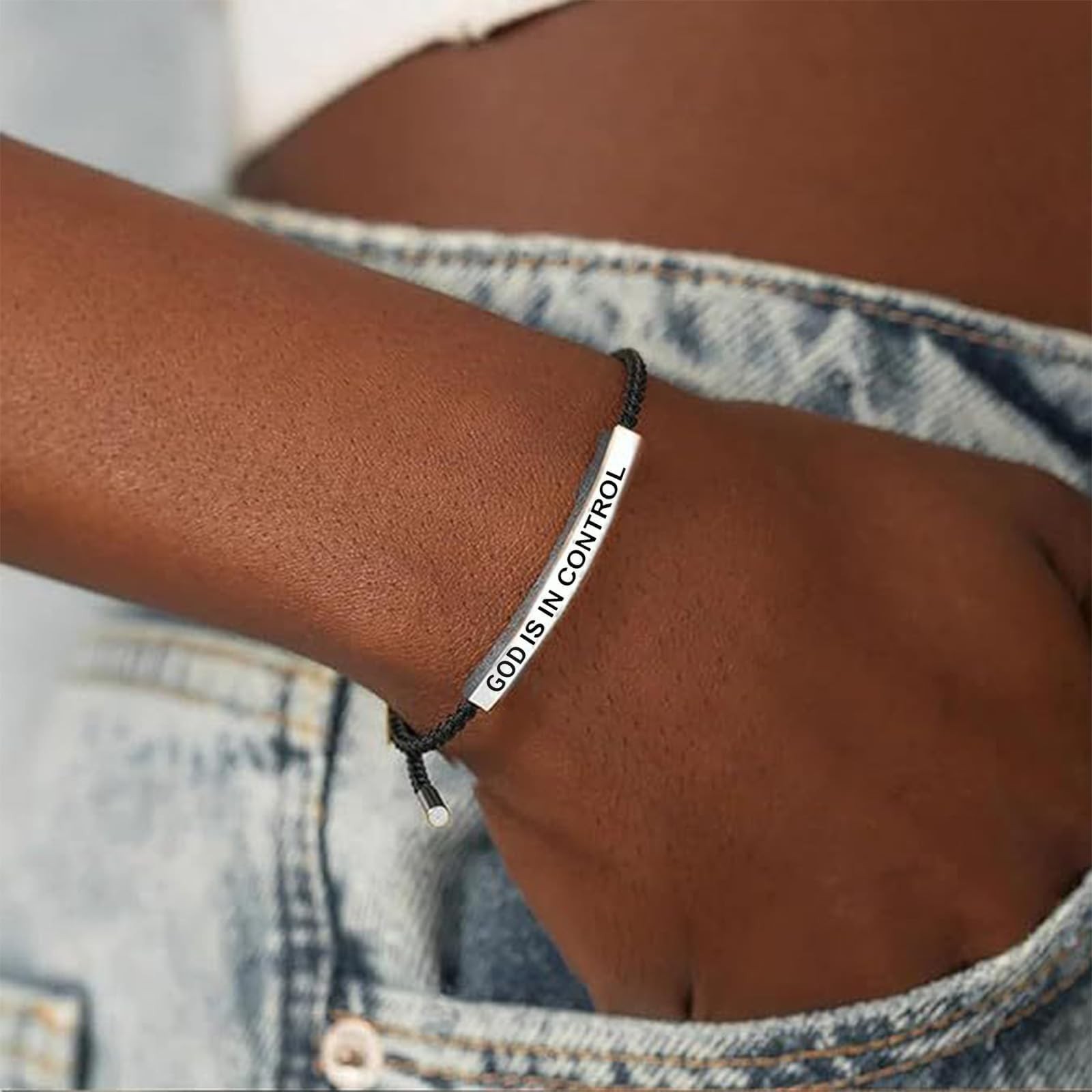 God is in Control Bracelet Inspirational Gifts for Women Braided String Tub – 01