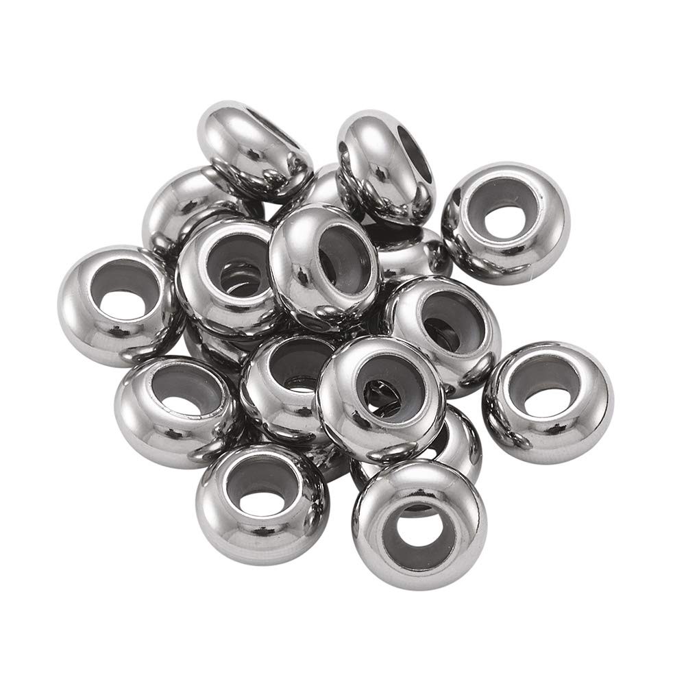 Fashewelry 20pcs 9mm Rubber Stopper Beads 2-3mm Hole 201 Stainless Steel Inse…