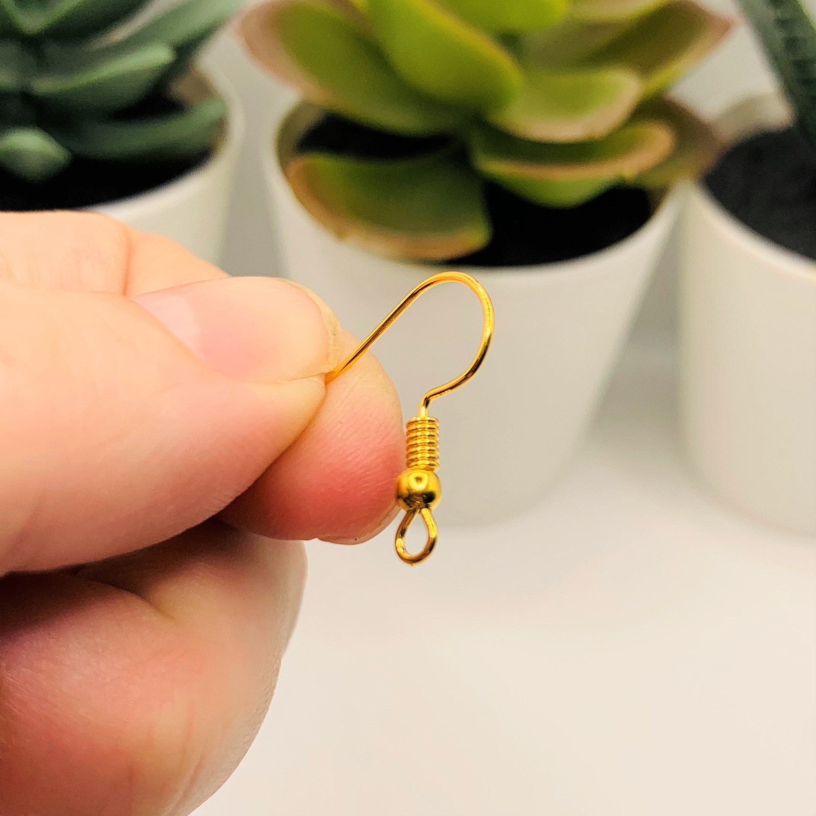 Gold Plated Fish Hook Earring Wires with Spring and Ball, 20x18mm – US Selle