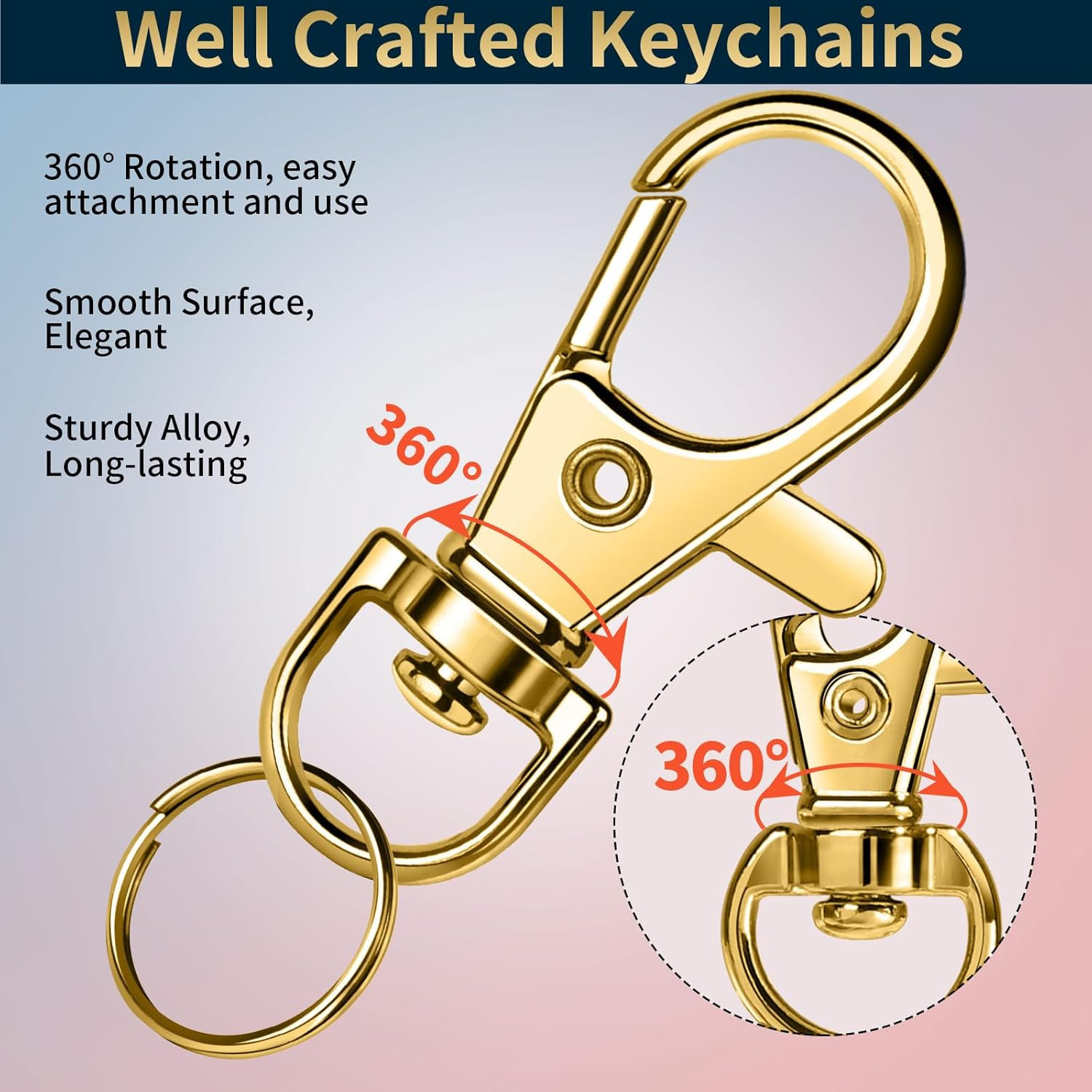 LEOBRO 60 PCS Swivel Snap Hooks and Key Rings, Keychain Clips and Key Chain
