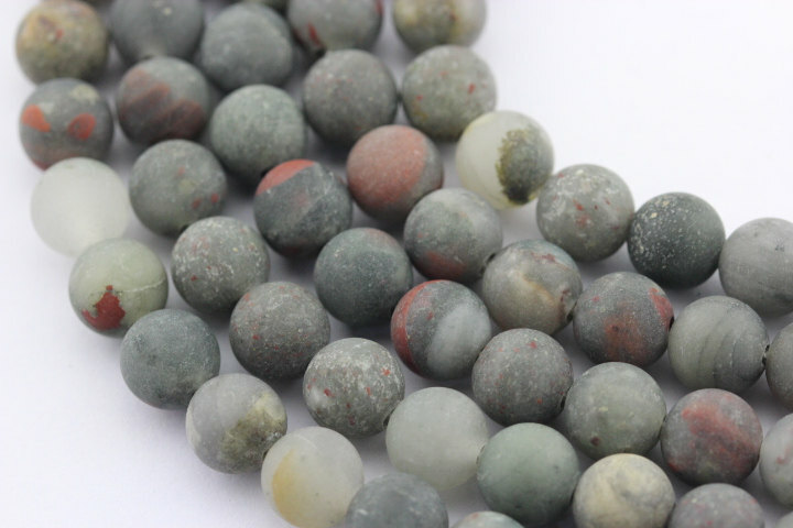 2.0mm Hole African Bloodstone Matte Round Beads 8mm 10mm 15.5″ Strand