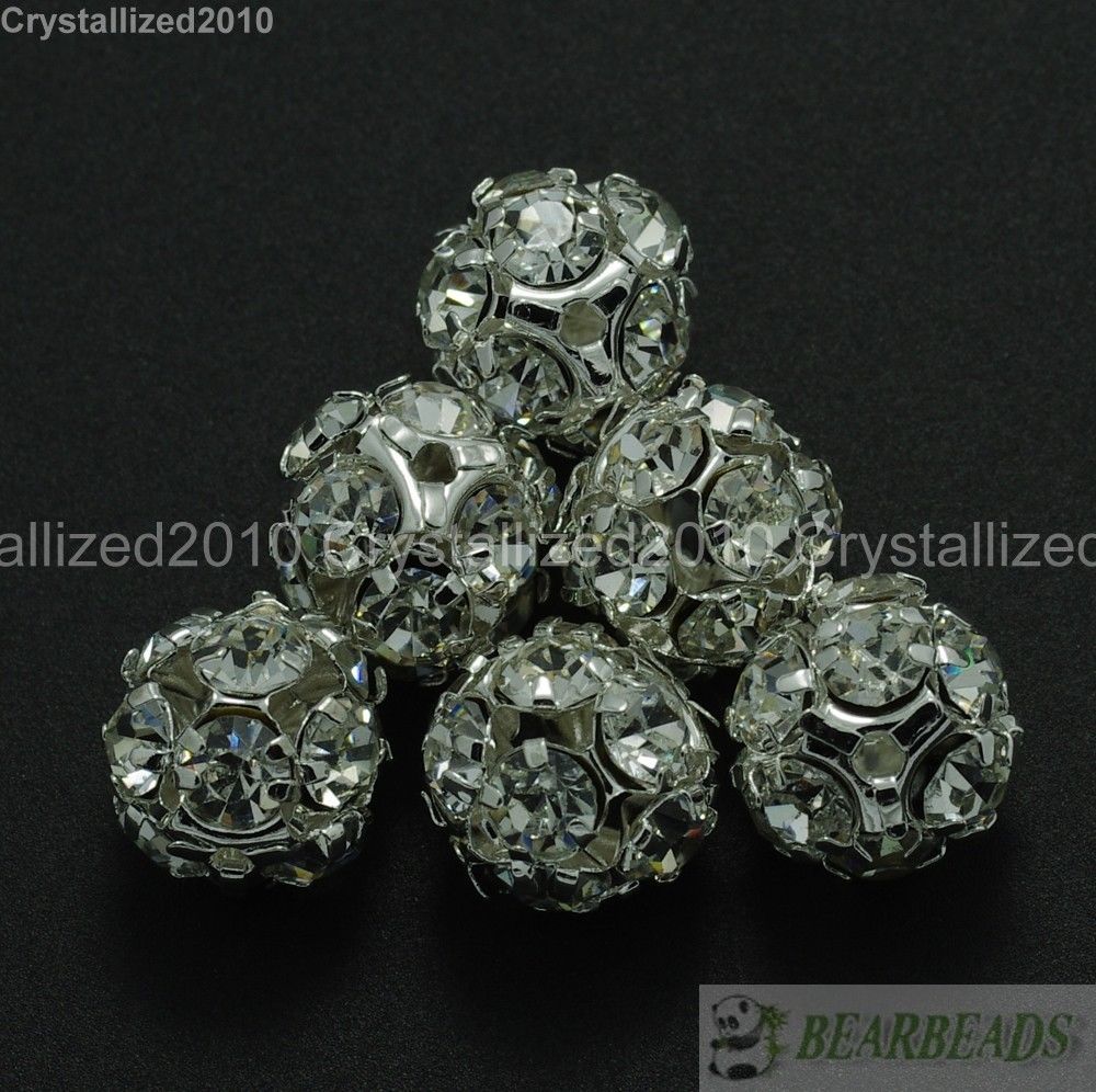 10pcs Crystal Rhinestones Pave Round Ball Spacer Beads Pick your Color and Sizes