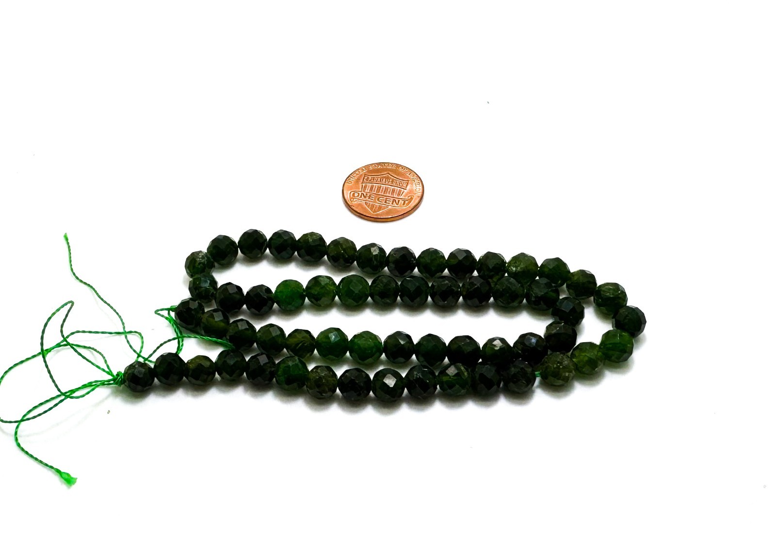 Natural Chrome Diopside Faceted Round Beads Deep Green Gemstone RNF78