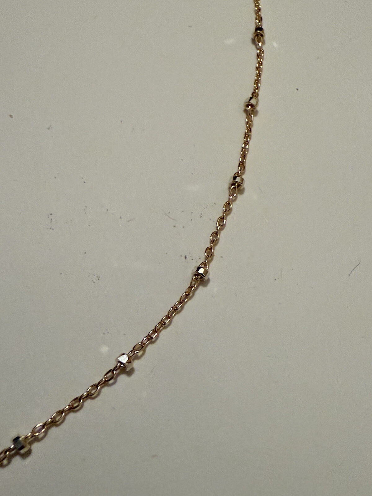 14kt gold fiiled satellite chain 1.4x1mm with silver bead, 16 inch
