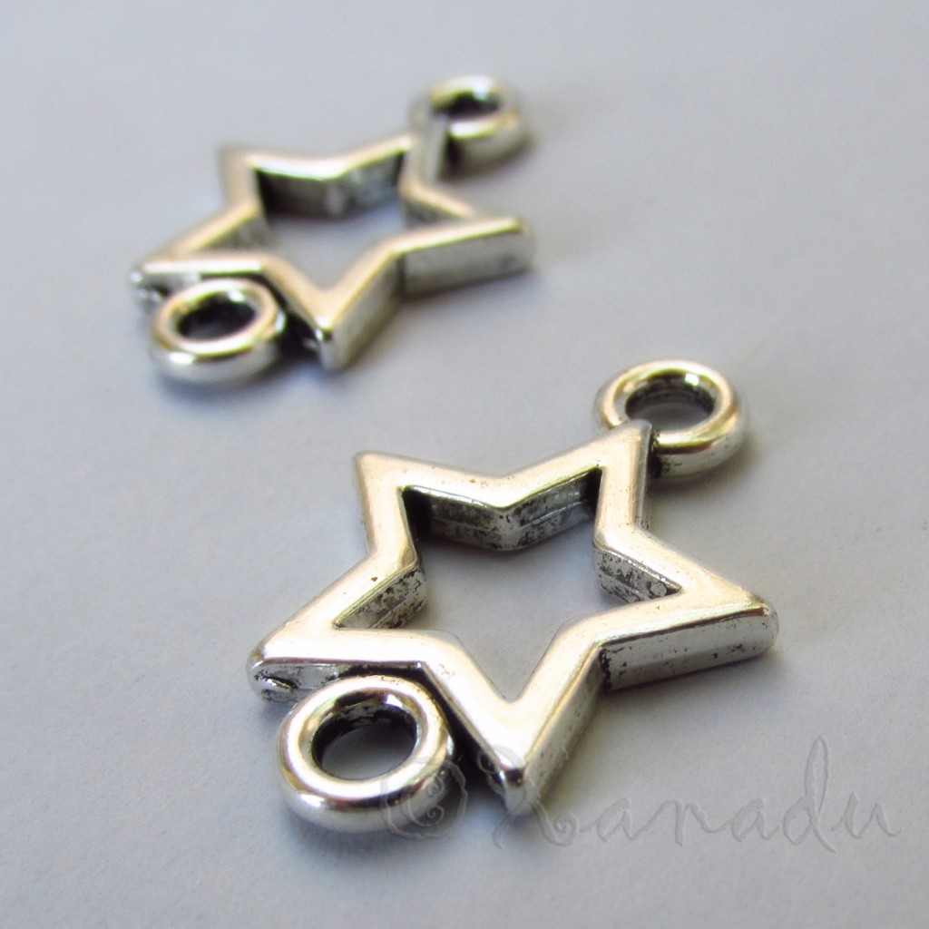 Star Connectors 24mm Antiqued Silver Plated Charms C2035 – 10, 20 Or 50PCs