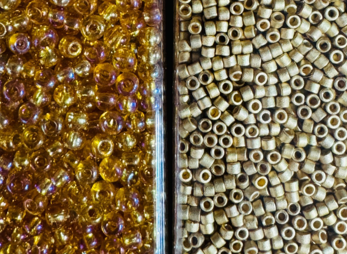Glass Seed Bead Lot 26 Tubes – Iridescent Neon Mix Different Sizes NOS