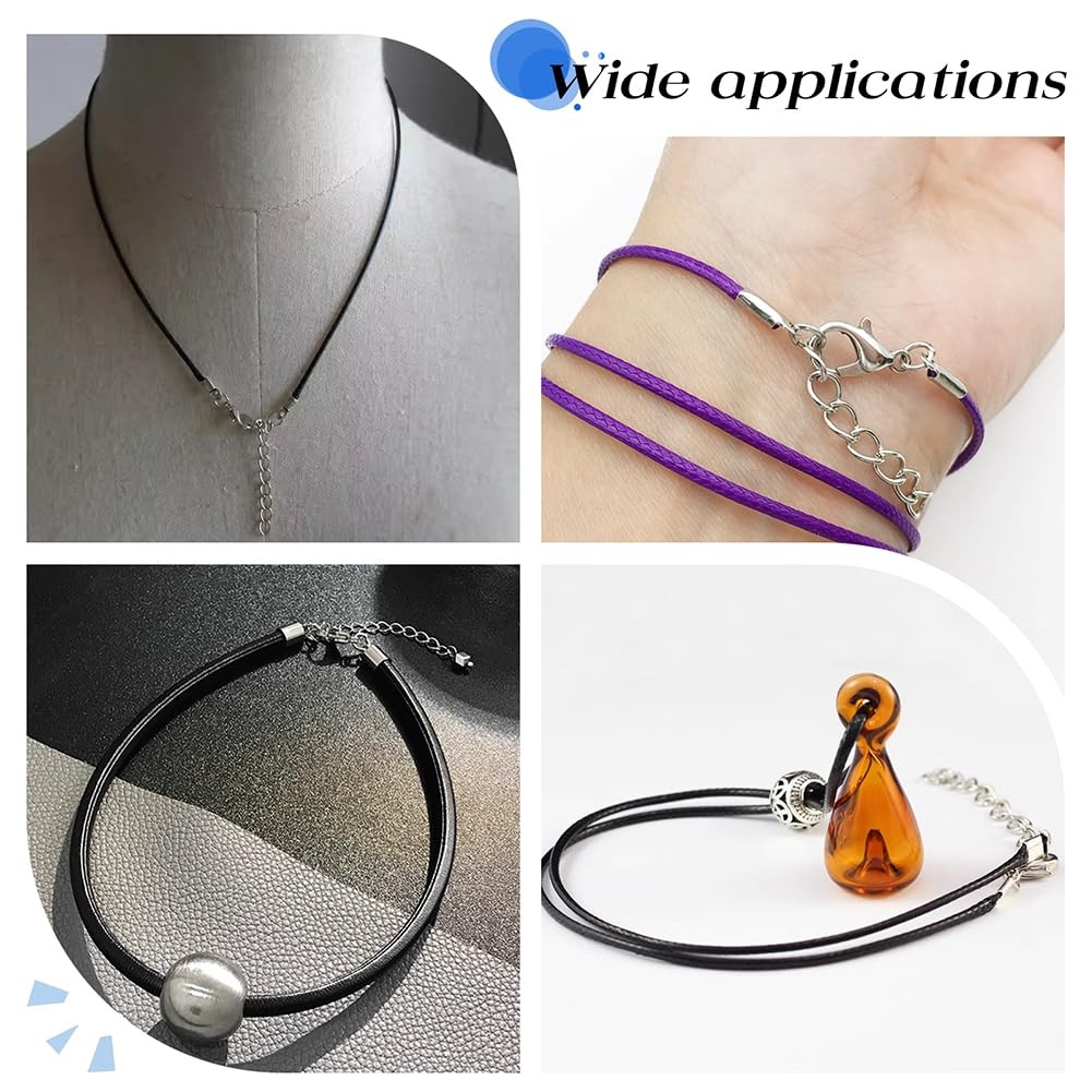Jewelry Making Kit, 200 pcs 304 Stainless Steel Fold Over Crimp Cord Ends 200.