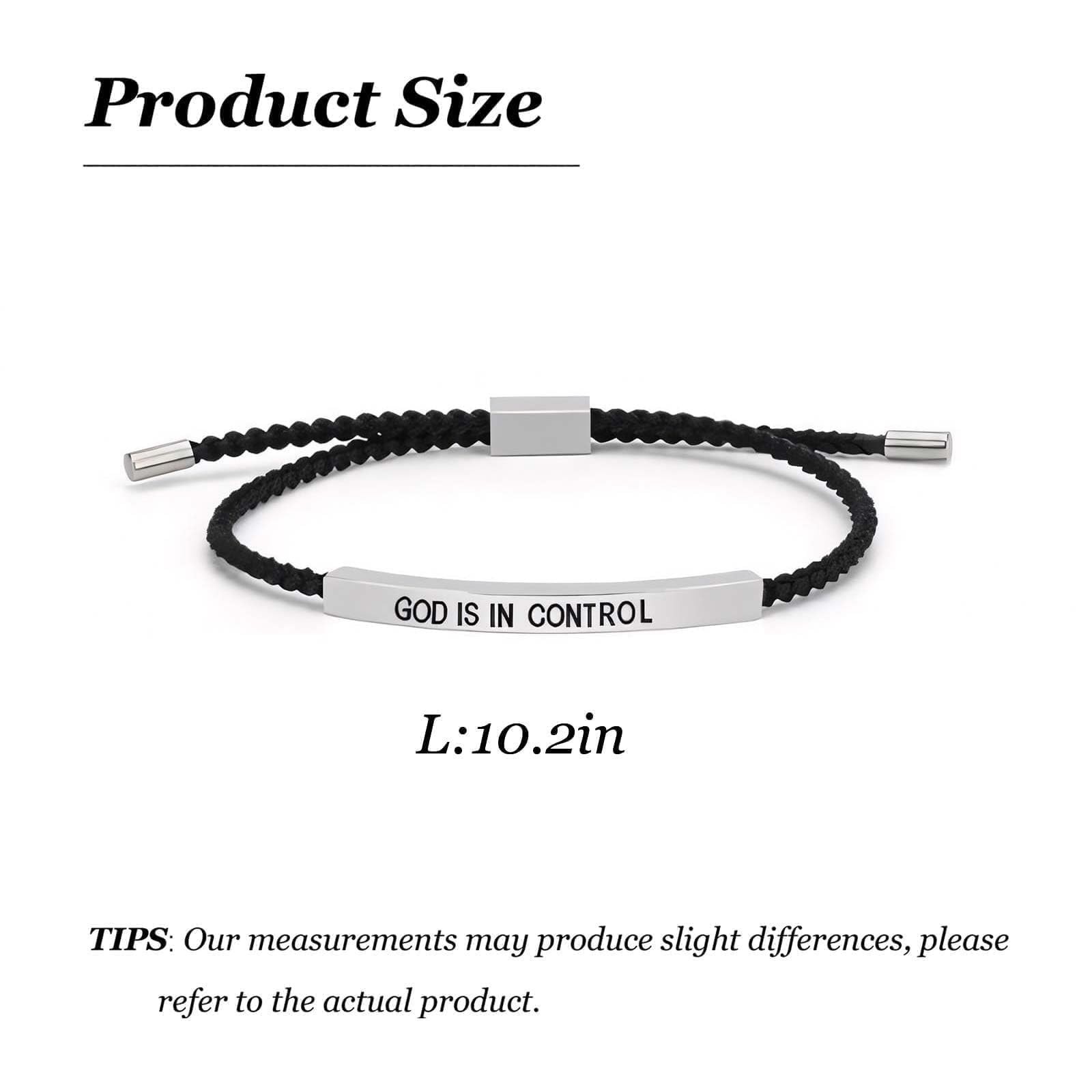 God is in Control Bracelet Inspirational Gifts for Women Braided String Tub – 01
