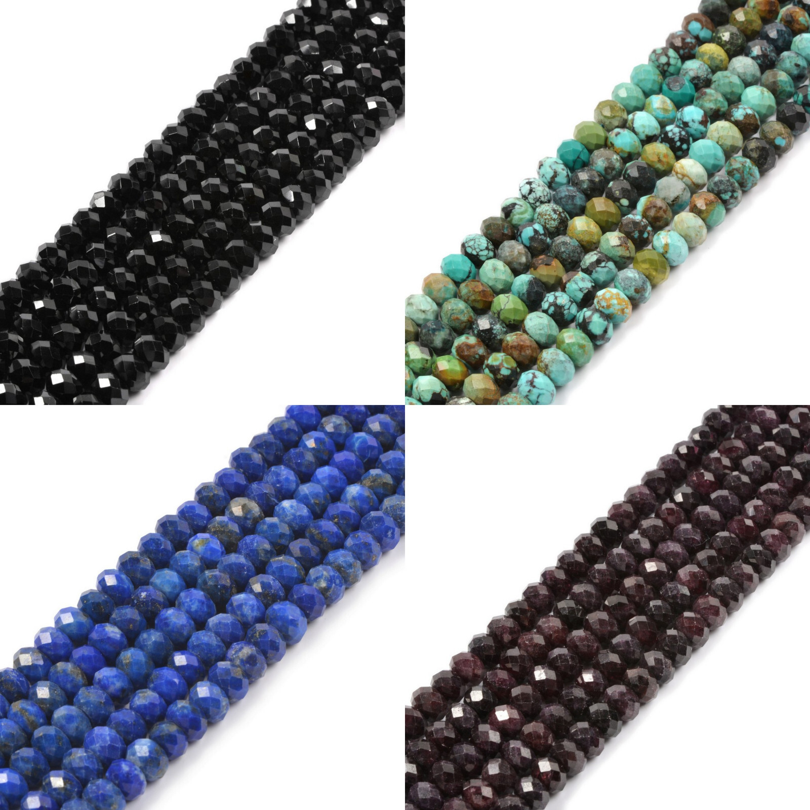 6mm Faceted Gemstone rondelle loose beads strand 15.5-16″ DIY Jewelry Making